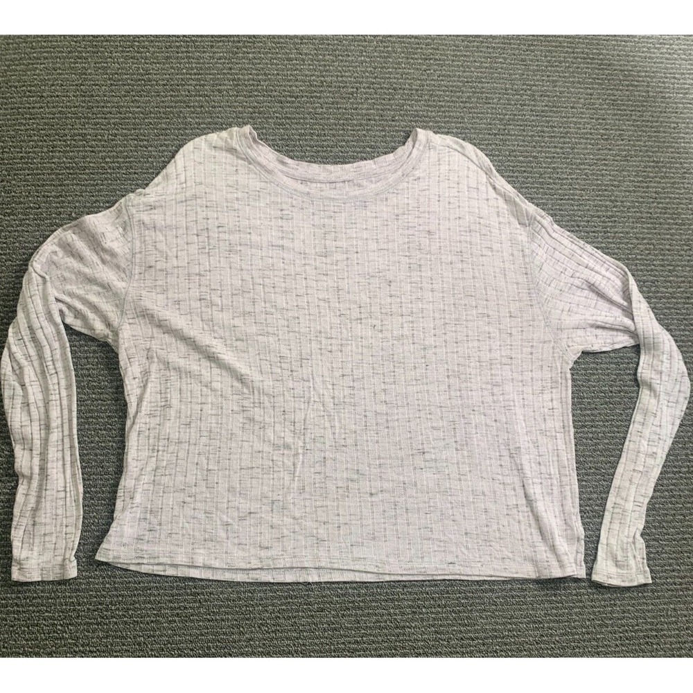Lucky Brand Women's Cloud Jersey Rib Tee in Heather Grey Size Large